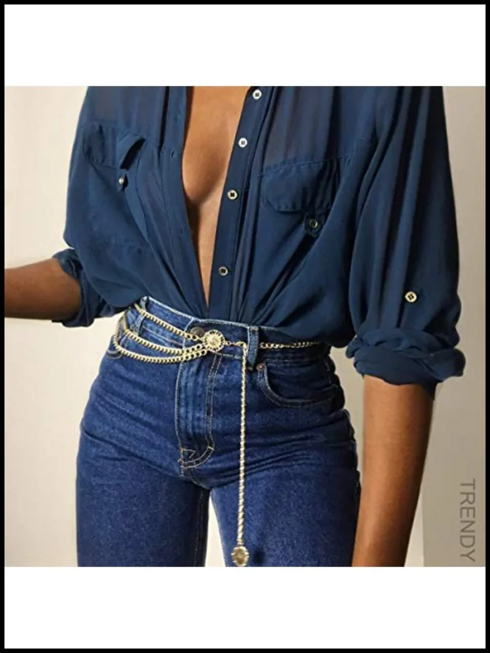 Adjustable Waist Chain Belt with Crystal Pendant for Dresses Jeans
